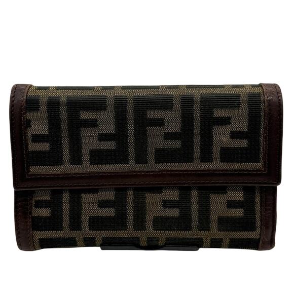 Fendi‎ Zucca FF Logo Canvas Trifold Wallet*VERY NICE Condition! - Picture 1 of 16